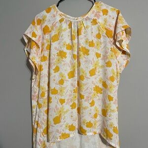 Loft Floral Yellow Women’s Blouse XL